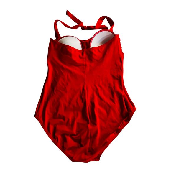Jantzen Halter Ruched One Piece Swimsuit Size 14 Red - Picture 2 of 5